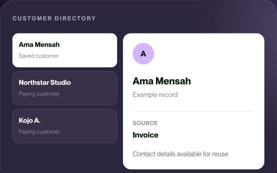 The SeevPlus customer directory and customer record preview.