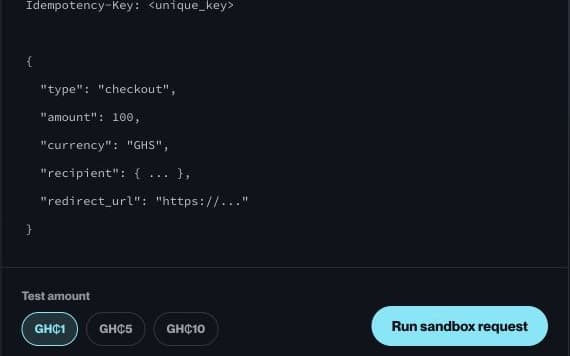 The interactive SeevPlus sandbox API request demo.