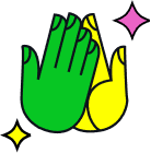 Illustration: high-five representing customer support.