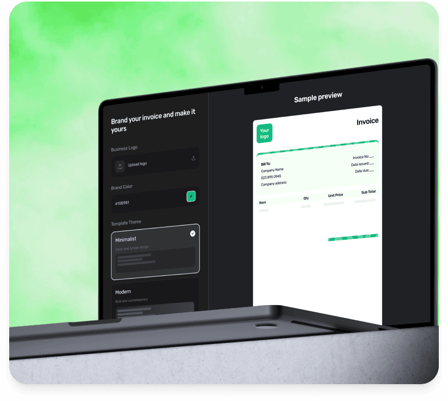 dashboard with invoices and payments