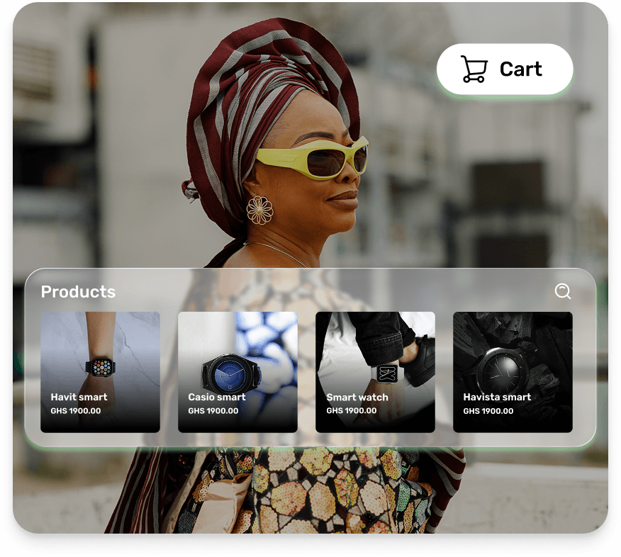 storefront with products and payments