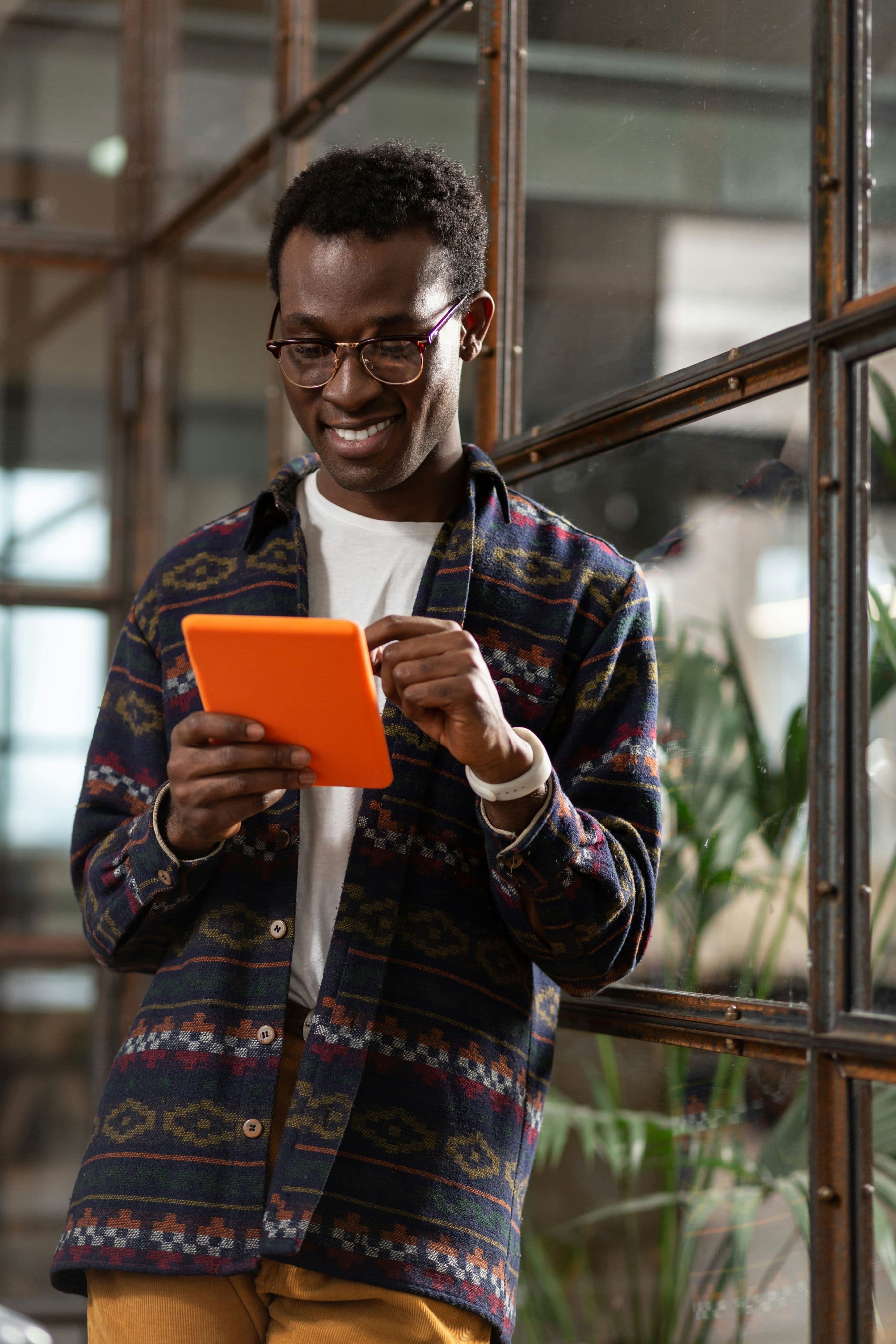 Seevcash community member using a tablet